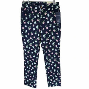 NWT Charter Club Straight Leg Lexington Denim Jeans Floral Women 4 Pocket Floral